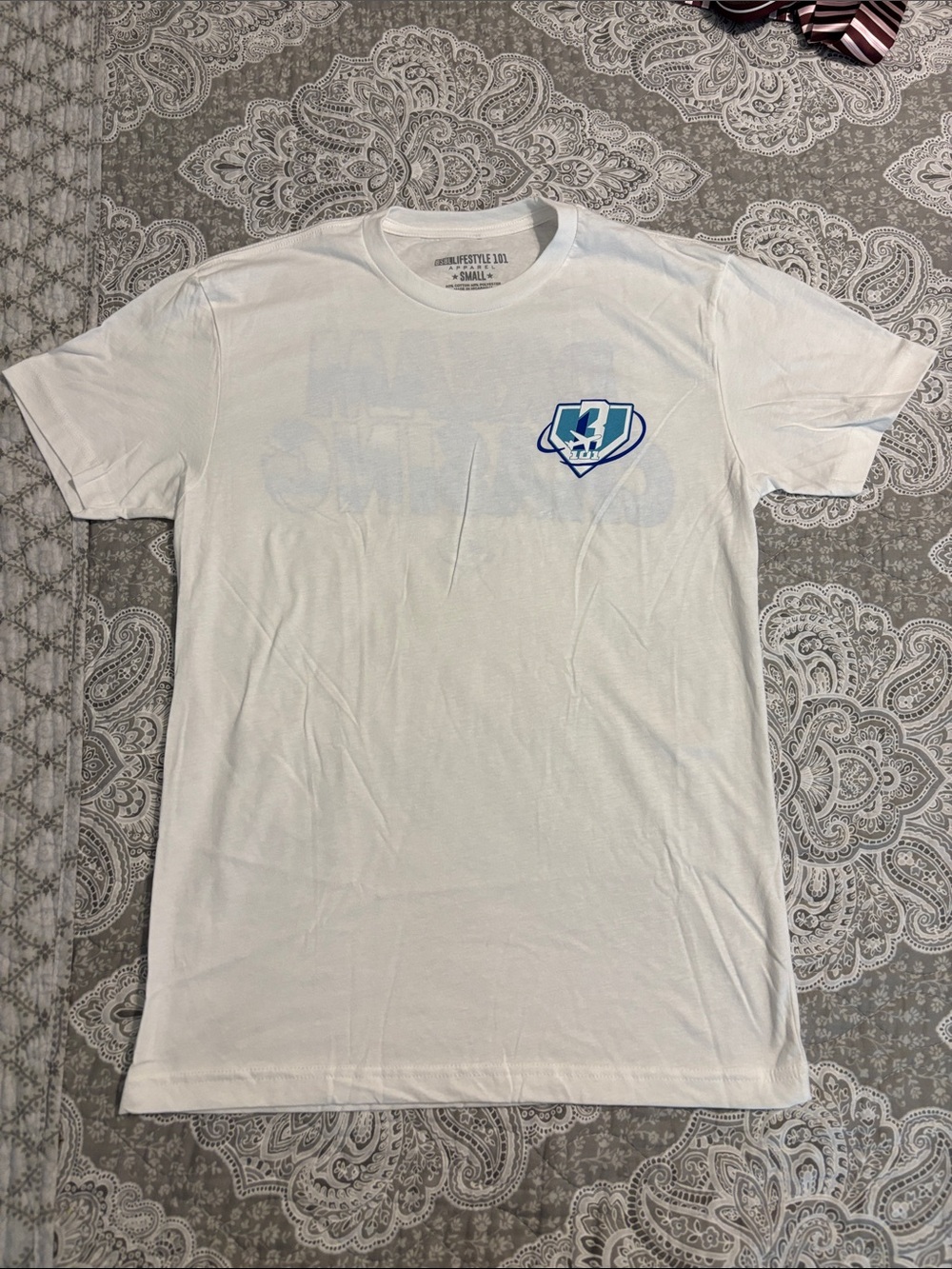 Baseball lifestyle 101 Short-Sleeve Crew Tee with Blue Chest Shield